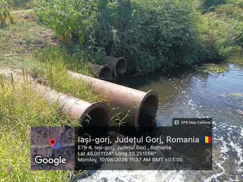 Administraţia Bazinală de Apă Jiu: Posibilă poluare a râului Jiu, din cauza colmatării canalulului de evacuare a apelor provenite de la staţia de epurare a municipiului Târgu Jiu / Probe trimise la laborator