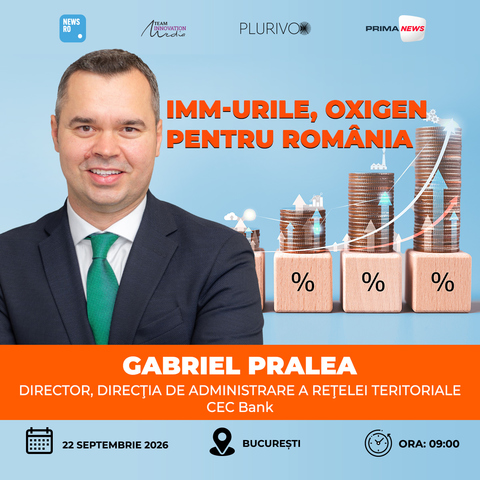 Gabriel Pralea, Director al Direcţiei de Administrare a Reţelei Teritoriale a CEC Bank, vine la evenimentul News.ro “IMM-urile, oxigen pentru România”