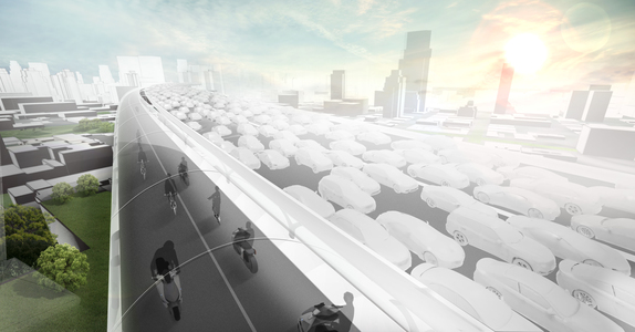 BMW a prezentat un concept de stradă specială pentru vehicule electrice pe două roţi în care gestionarea traficului se face cu ajutorul inteligenţei artificiale