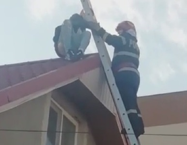 Constanţa: Pompierii au intervenit pentru a coborî de pe o casă un băiat de 15 ani rămas blocat pe acoperiş - FOTO, VIDEO
