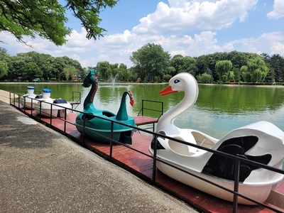 Doi tineri au rupt sistemele de ancorare ale unor hidrobiciclete care vor fi puse în funcţiune într-un parc din Ploieşti şi au plecat cu acestea pe lac - FOTO
