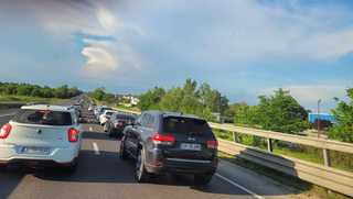 Coloane de autovehicule pe DN 5, dinspre Giurgiu spre Bucureşti – FOTO / VIDEO