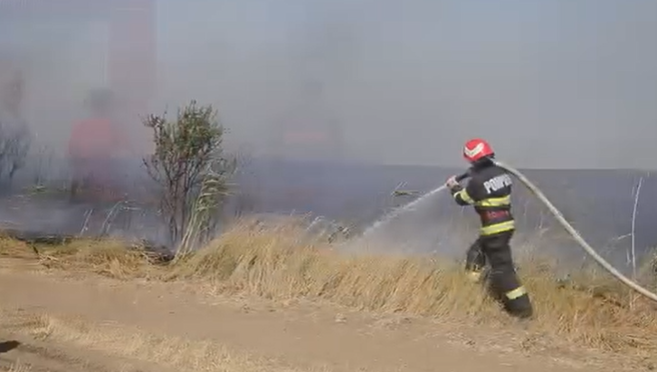 Trafic oprit pe DN 15 Târgu Mureş – Reghin, în zona localităţii Dumbrăvioara, din cauza vizibilităţii reduse, în urma unui incendiu de vegetaţie