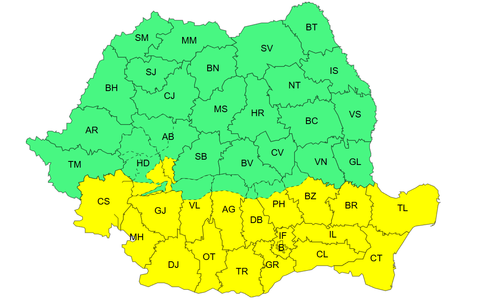 Noi avertizări cod galben emise de meteorologi – Vântul va sufla cu putere în cea mai mare parte a ţării, până sâmbătă seară / Rafalele pot ajunge în zonele montane înalte la 110 kilometri la oră