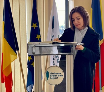 Preşedintele Republicii Moldova Maia Sandu a ajuns la Timişoara unde va primi premiul ”Timişoara Pentru Valori Europene” - FOTO