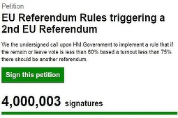 Petiţia pentru un nou referendum în Marea Britanie a strâns peste patru milioane de semnături