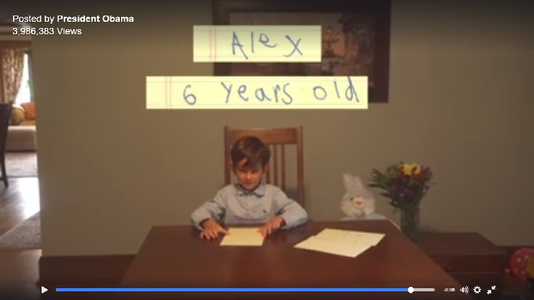 Alex, de şase ani, din New York, îi cere lui Obama într-o scrisoare să-l ajute să-l primească pe Omran în familia sa