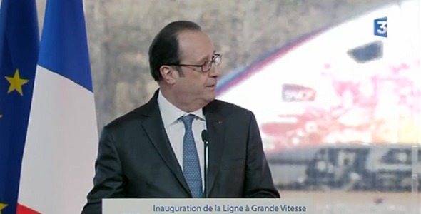 Două persoane rănite de un foc de armă accidental, în timpul discursului lui Hollande la inaugurarea unei linii de mare viteză