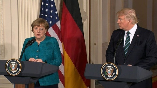 Primul contact delicat şi divergenţe flagrante între Trump şi Merkel. VIDEO