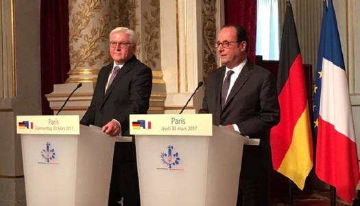 Hollande şi Steinmeier afirmă, la Palatul Elysée ”responsabilitatea” Franţei Germaniei faţă de UE
