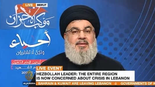 Hariri este ”deţinut” în Arabia Saudită, care a cerut Israelului să atace aerian Libanul, acuză liderul Hezbollah Hassan Nasrallah