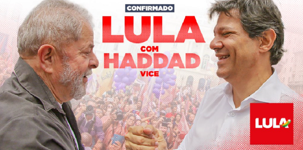 Lula candidează la preşedinţia Braziliei împreună cu fostul primar al Sao Paulo Fernando Haddad