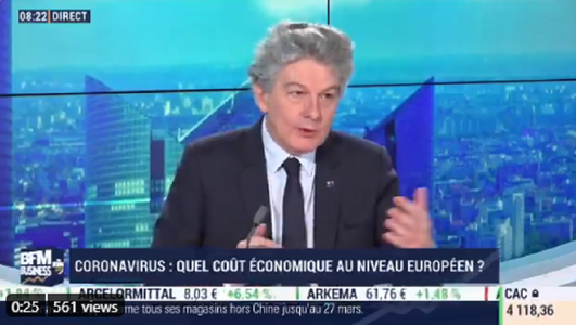 UE ”anticipează o recesiune în 2020” din cauza crizei coronavirusului, avertizează comisarul european Thierry Breton