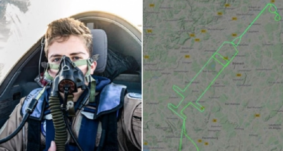 O seringă uriaşă, ”desenată” pe cerul Germaniei de către un pilot amator, Samy Kramer, în vârstă de 20 de ani