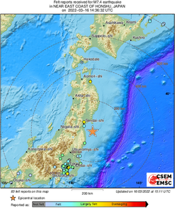 Cutremur de magnitudinea 7,3 în estul Japoniei, resimţit la Tokyo; Agenţia Meteorologică japoneză lansează o alertă de tsunami pe coasta de nord-est