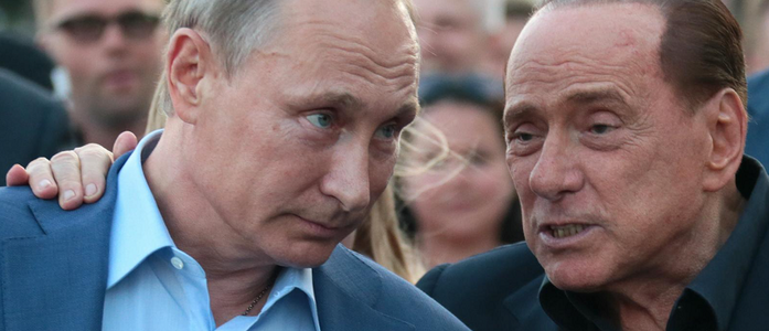 Berlusconi îşi ”reînnoadă” legăturile cu Putin şi o stupefiază pe Meloni. Putin i-a trimis 20 de sticle de votcă de ziua sa şi o ”scrisoare frumoasă”, iar el i-a trimis Lambrusco şi i-a răspuns. Dacă ar ajunge în presă, părerea sa despre război ar fi o ”c