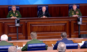 Putin şi Şoigu anunţă, într-o reuniune militară lărgită, investiţii şi structuri noi militare împotriva ameninţării NATO