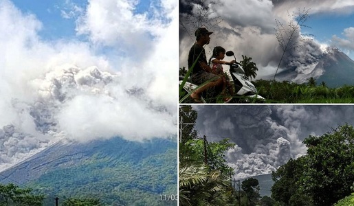 Sate acoperite de cenuşă după erupţia vulcanului Merapi din Indonezia, unul dintre cei mai activi din lume - VIDEO