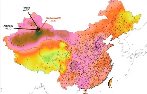 Record de căldură în China: 52,2 grade Celsius. În urmă cu şase luni, ţara înregistra o minimă record: minus 53 de grade Celsius