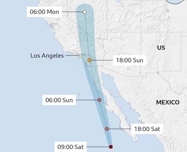 Uraganul Hilary se îndreaptă spre Mexic şi California şi ar putea provoca inundaţii ce "pun în pericol viaţa", avertizează meteorologii. California nu s-a mai confruntat cu o furtună tropicală din 1939