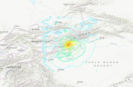Un cutremur cu magnitudinea 7 s-a produs la o adâncime de numai 13 kilometri de-a lungul graniţei dintre China şi Kârgâzstan - USGS