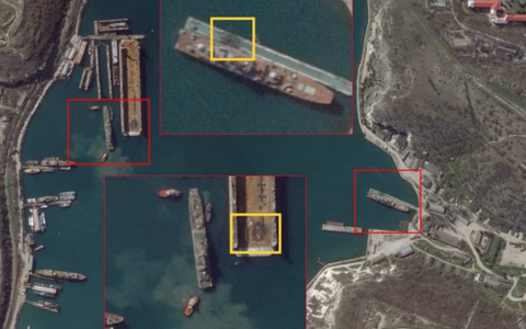 Două nave ruse de debarcare de clasa Ropucha de tip amfibie, Azov şi Iamal, vizate de Ucraina în weekend, la Sevastopol, nu au fost distruse, arată imagini satelitare