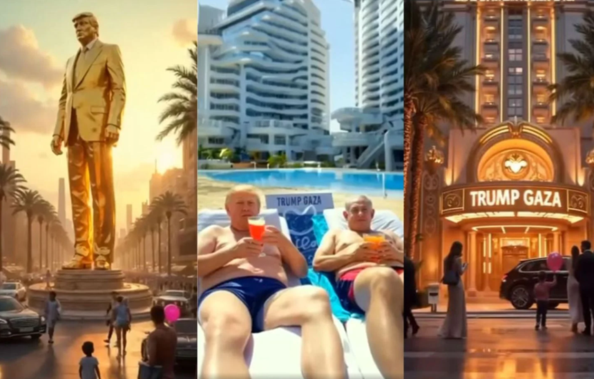 Trump difuzează un videoclip halucinant al unei Fâşii Gaza ”riviera” O.Mijlocou, realizat de inteligenţa artificială
