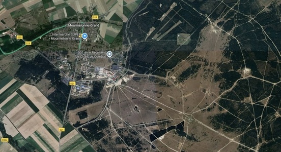 Baza militară franceză Mourmelon-le-Grand, în care au fost formaţi militari ucraineni în 2024, survolată de drone