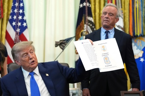 Trump semnează un decret cu noi recomandări în privinţa vaccinării, în care cere să se rărească vaccinarea copiilor. El leagă în mai multe rânduri vaccinarea şi autismul, în pofida faptului că cercetarea medicală nu a stabilit nicodată vreo legătură între