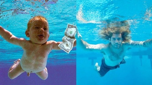 Bebeluşul de pe coperta albumului ”Nevermind”, din nou în piscină, pentru a imita acea imagine celebră, la 25 de ani după lansarea discului trupei Nirvana