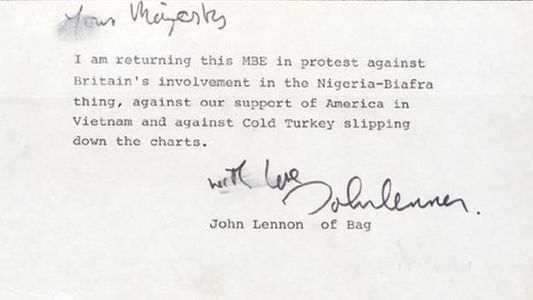 O scrisoare prin care John Lennon îi explica reginei Elizabeth de ce refuză Ordinul Imperiului Brianic a fost evaluată la 60.000 de lire sterline