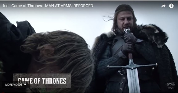 Game of Thrones: Sabia personajului Ned Stark, recreată de un grup de fierari într-un reality-show. VIDEO