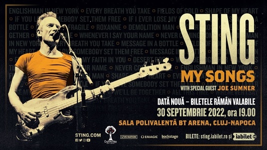 Concertul Sting de la Cluj-Napoca a fost reprogramat pentru data de 30 septembrie 2022