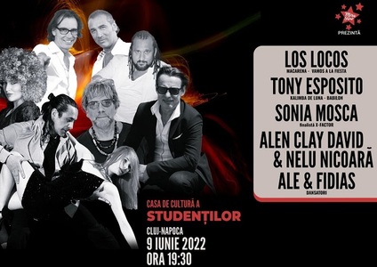 Los Locos, Toni Esposito, Sonia Mosca, AlenClay David & Nelu Nicoară, în concert pe 9 iunie la Cluj-Napoca