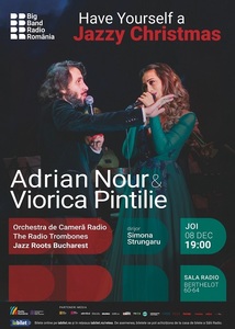 Adrian Nour, Viorica Pintilie, Orchestra de Cameră Radio, The Radio Trombones şi Jazz Roots Bucharest, în concert de Crăciun la Sala Radio