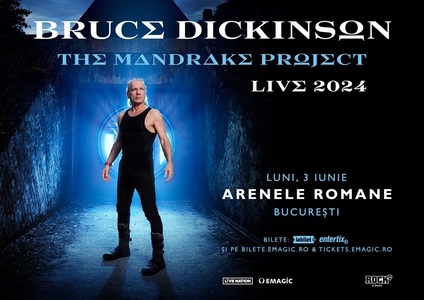 Bruce Dickinson, solist al legendarei trupe Iron Maiden, revine la Bucureşti în 3 iunie 2024. Biletele pentru concertul de la Arenele Romane vor fi puse în vânzare miercuri