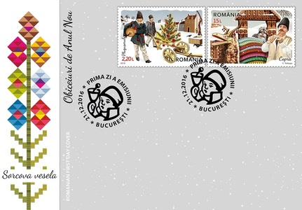 Pluguşorul şi buhaiul, prezentate de Romfilatelia pe mărci poştale dedicate Anului Nou