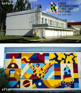 Clădirile unor unităţi de învăţământ din Sibiu, pictate de artişti români şi străini care participă la Street ART Festival