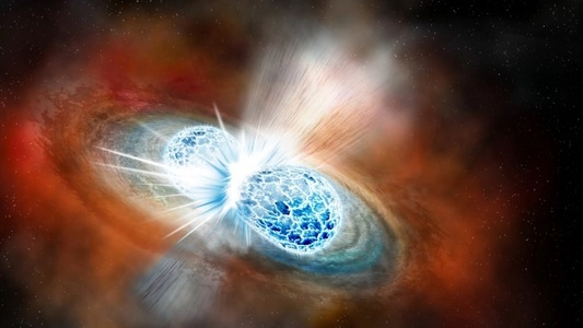 Prima coliziune observată dintre două stele neutronice creează lumină, unde gravitaţionale şi aur