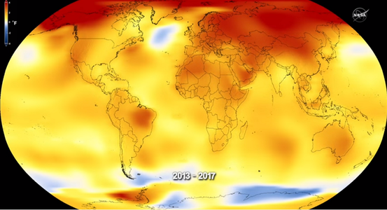 NASA - Temperatura medie de la suprafaţa Pământului a fost, în 2017, a doua cea mai ridicată din 1880