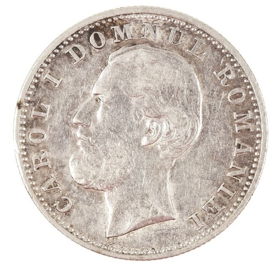 Monedă rară, de colecţie, Carol I de 1 leu, din argint, 1870