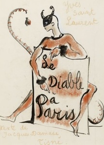 Desene inedite ale creatorului de modă Yves Saint Laurent, scoase la licitaţie la Paris - FOTO