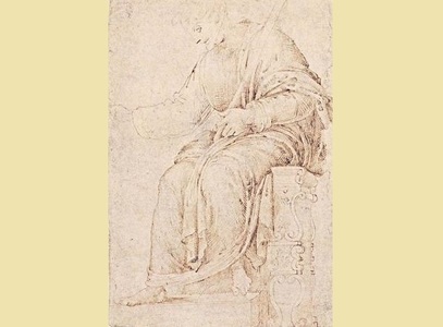 "L’homme assis" ar putea fi primul desen al lui Michelangelo, realizat la vârsta de 12 ani