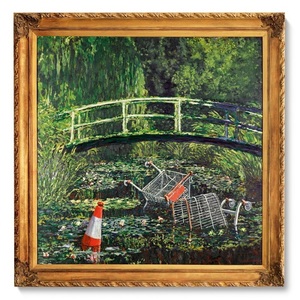 Banksy a transformat în pamflet "Nuferii" de Monet, iar creaţia sa este scoasă la vânzare de Sotheby's de la 3 milioane de lire sterline