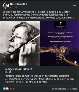 "Balada" lui George Enescu a devenit virală în mediul online după ce a fost difuzată pe stradă, în pieţe, mall-uri, teatre, clinici - VIDEO