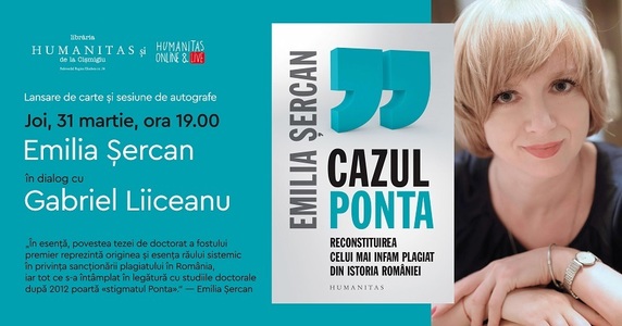 ​Emilia Şercan în dialog cu Gabriel Liiceanu, la evenimentul de lansare a cărţii „Cazul Ponta. Reconstiturea celui mai infam plagiat din istoria României"