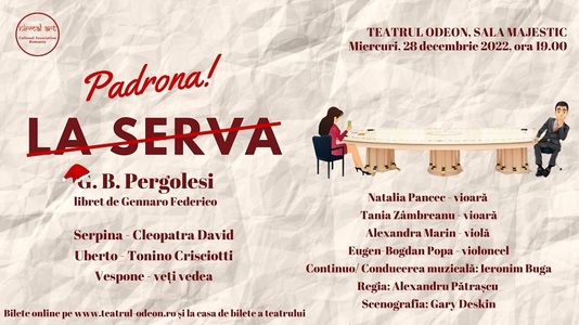 "La Serva Padrona", spectacol independent de operă cu baritonul italian Tonino Crisciotti, la Teatrul Odeon