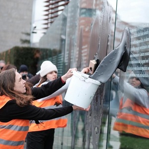 Activişti pentru schimbările climatice au vandalizat un monument german pe care sunt înscrise articolele din Constituţie - FOTO/ VIDEO