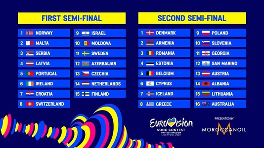 Eurovision 2023 - România intră în concurs pe poziţia a treia în a doua semifinală