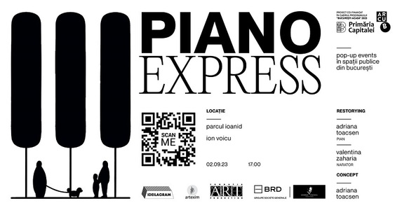 Piano Express, sub egida Festivalului „Enescu” - Concerte cu acces liber în Parcurile Ioanid, Ciurea, Drumul Taberei, Livada Casei Memoriale „Tudor Arghezi”